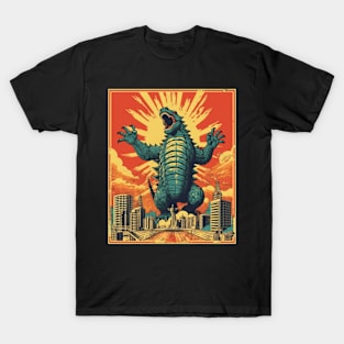 Retro Vintage Godzilla Propaganda Poster T-Shirt